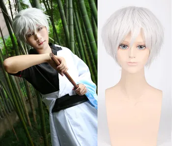 

Japanese Anime Gintama /Silver Soul sakata gintoki wig Gintoki cosplay wig with hair net Costumes