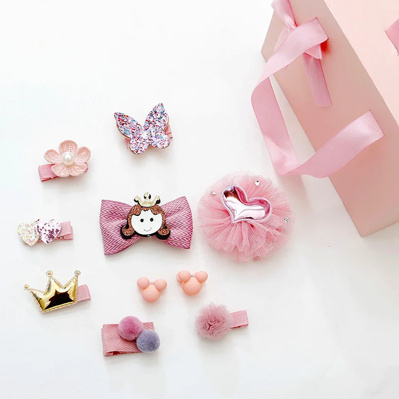 1Set Multi-style Ribbon Bow Flower Baby Girls Hairpins  Barrettes Children  hair Accessories Cute Baby Girls Headwear floral Hair Clip  (3)