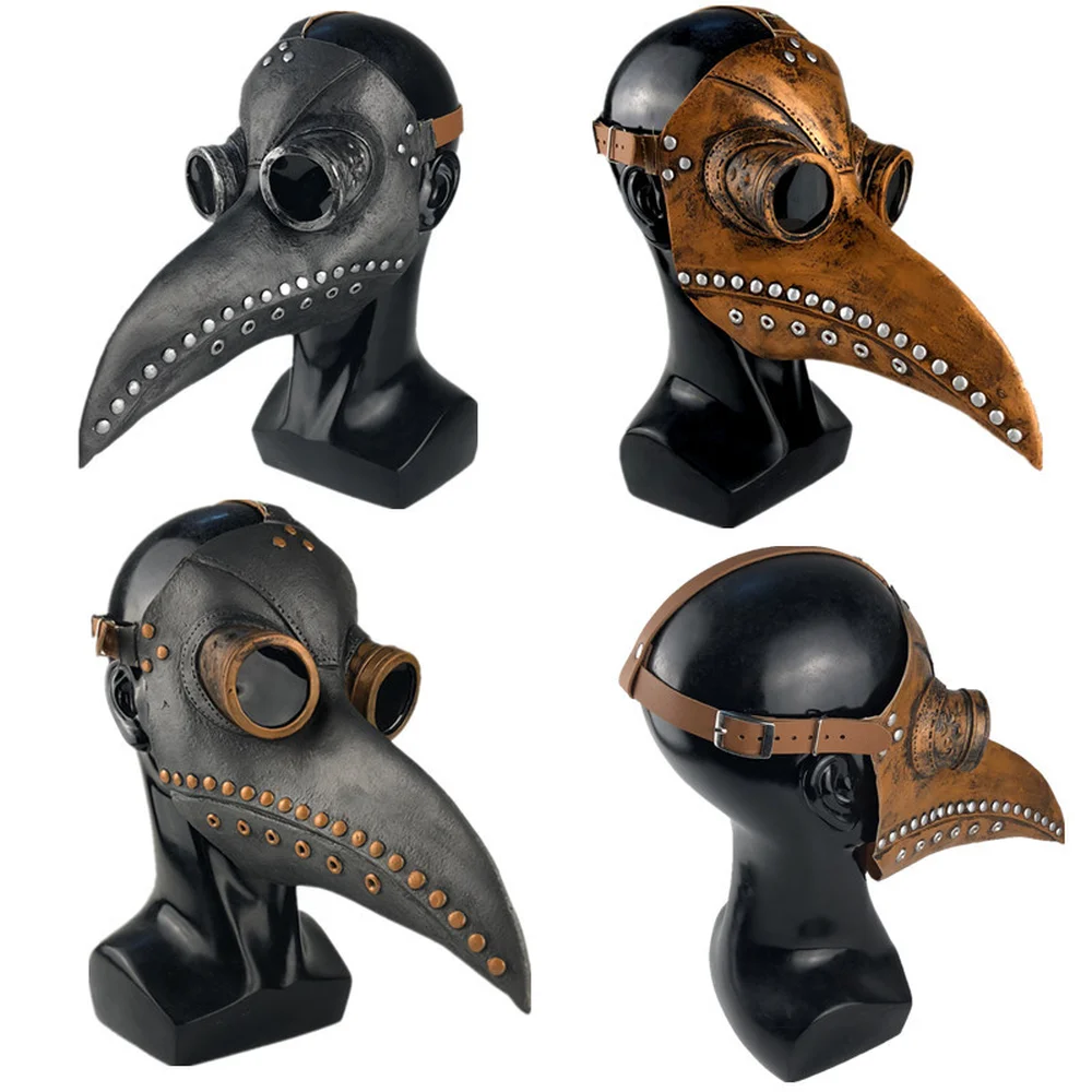 

New Role Playing Dr. Beulenpest Steampunk Plague Doctor Mask Black Copper Color Latex Birds Mask Halloween Carnival Props