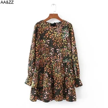 Летний женский желтый комбинезон с длинными рукавами и цветочным принтом, женский комбинезон с круглым вырезом и бантом на спине, шифоновый комбинезон monos cortos de mujer