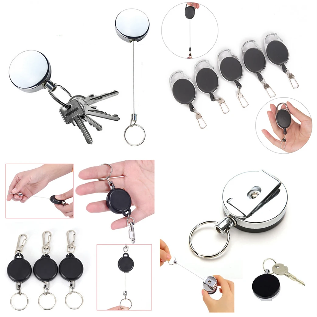 

Key Chain Outdoor Safety Buckle High Resilience Stretching Rope Anti-lost Burglar Retractable Key Ring Keychain Anti Lost Buckle