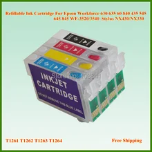T1261/T1262/T1263/T1264 Refillable патрон чернил для принтера Epson рабочей силы 630 635 60 840 435 545 645 845 WF-3520 WF-3540 с чипом