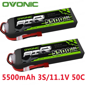 

2PCS Ovonic LiPo Battery 5500mAh 11.1V LiPo 3S 50C-100C Battery Pack T Connector XT60 Plug for RC Car Helicopter Quadapter Drone