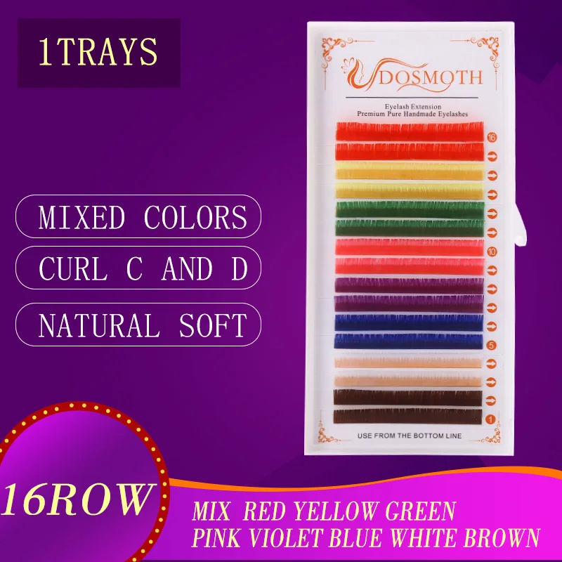 

Color lashs mix in one tray, high quality synthetic mink,natural mink,individual eyelash extension Red White Brown Green