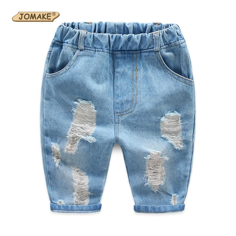 Boys Frayed Jeans Costume For Kids Summer Trousers Children Denim