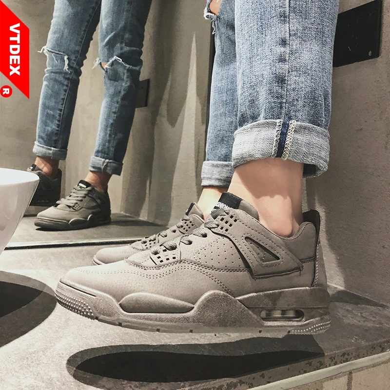 

Sports Air Running Shoes Men 2019 Grey Leather Outdoor Sneakers Zapatillas Hombre Deportiva Breathable Masculino Esportivo