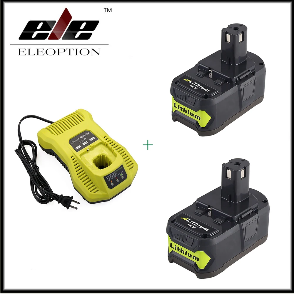 

2x 18V 4000mAh Li-ion Rechargeable Battery For Ryobi P108 RB18L40 For Ryobi for ONE+ With 12-18V P117 Charger