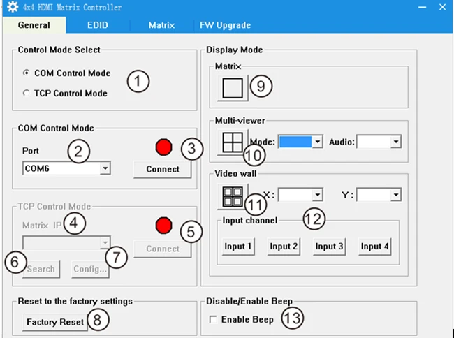 Playvision высокопроизводительный с бесшовным выходом переключения и смешанным входом 4X4 матричный коммутатор, пульт дистанционного управления, Rs-232 и Tcp/Ip