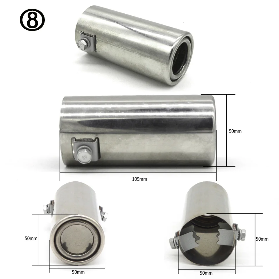 Универсальный автомобильный глушитель наконечник из нержавеющей стали, хромированная отделка, модифицированный Автомобильный задний хвостовой вкладыш, аксессуары для стайлинга автомобилей - Цвет: 8
