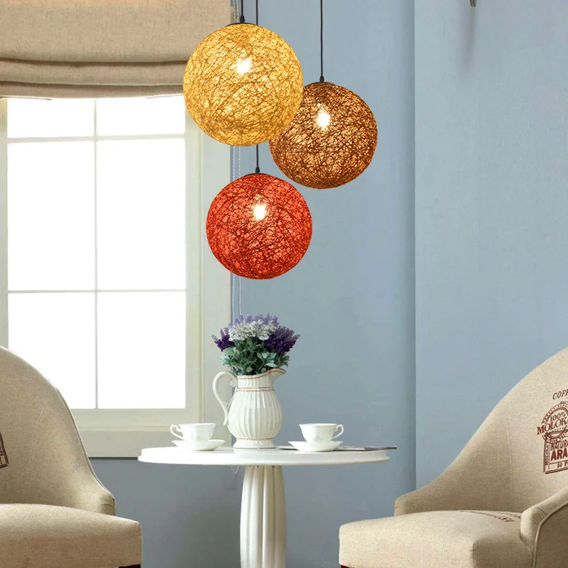 

Modern simple creative fashion field rattan jute ball Chandelier