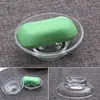 1Pcs Portable Soap Dish Round Glass Storage Box Clear Holder Accessories For Shower Bathroom Hotel 5