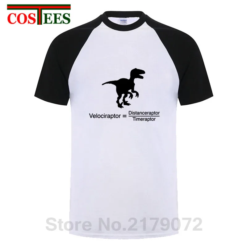 

Parody Velociraptor physics equation T Shirt Men Dinosaur man Short Sleeve Top Quality Soft Science T-shirt Male dino sci-fi Tee