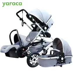 Роскошная детская коляска 3 в 1 с автомобильным сиденьем высокий пейзаж складная детская коляска для новорожденных дорожная система