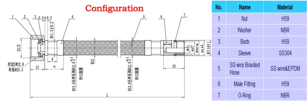 Гибкий плетеный кухонный кран LF15308 F1/2* M12* ", шланг для подачи воды и оплетка из нержавеющей стали, водопроводный шланг