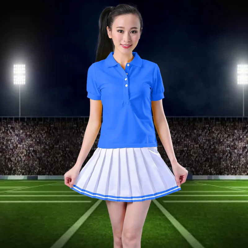 Тренировочный футбольный женский сексуальный костюм, футбольный костюм в японском стиле, сексуальный маскарадный костюм моряка, костюм команды Болельщицы - Цвет: Синий