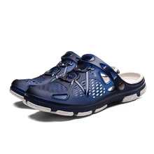 SUROM/Повседневная обувь; Новинка; летняя прозрачная обувь; мужские пляжные сандалии; тапочки с отверстиями; Мужская Легкая уличная Летняя обувь