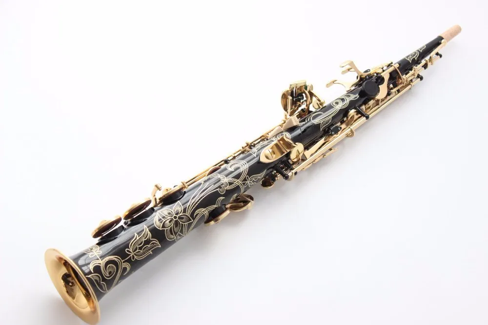 

High Quality Custom Soprano Sax Pitch Black B Saxophone ToP Music Instruments Mouthpiece Professional Grade Gold Key