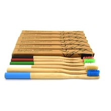 1 шт. натурального бамбука Зубная щётка уголь зубная щетка низкоуглеродистой древесины ручка переносной путешествия открытый устные Зубная щётка для взрослых