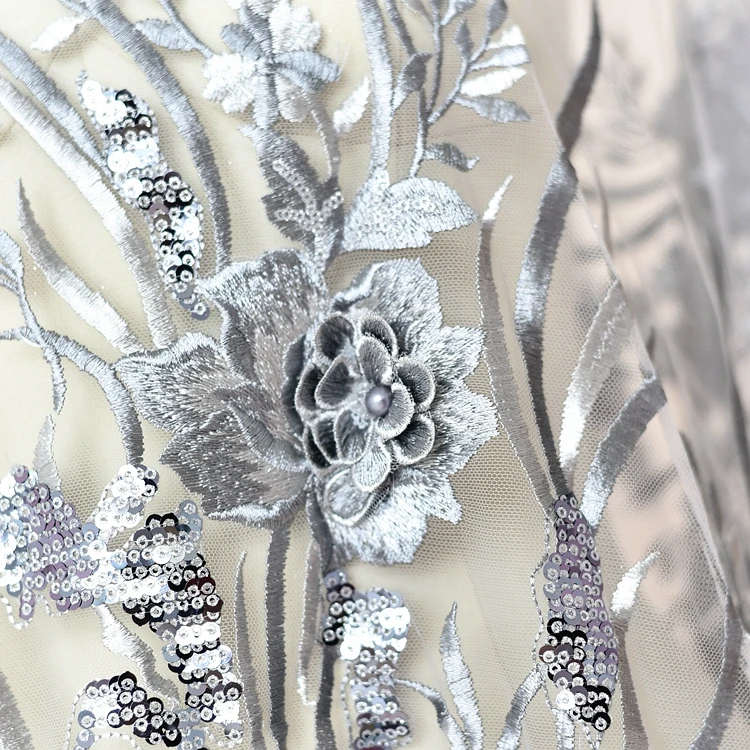 Многоцветная трехмерная расшитая бисером матовая расшитая блестками кружевная ткань для свадебного платья ручной работы аксессуары для рукоделия 1 штука