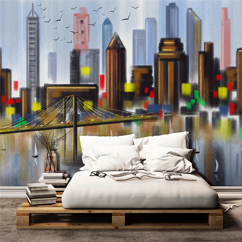 Professional custom 3D wallpaper mural modern urban architecture series - high-grade waterproof material Professional custom 3D wallpaper mural modern urban architecture series - high-grade waterproof material