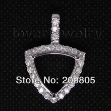 Элегантный винтажный триллион 15 мм 18kt белый золотой бриллиантовый кулон P269B