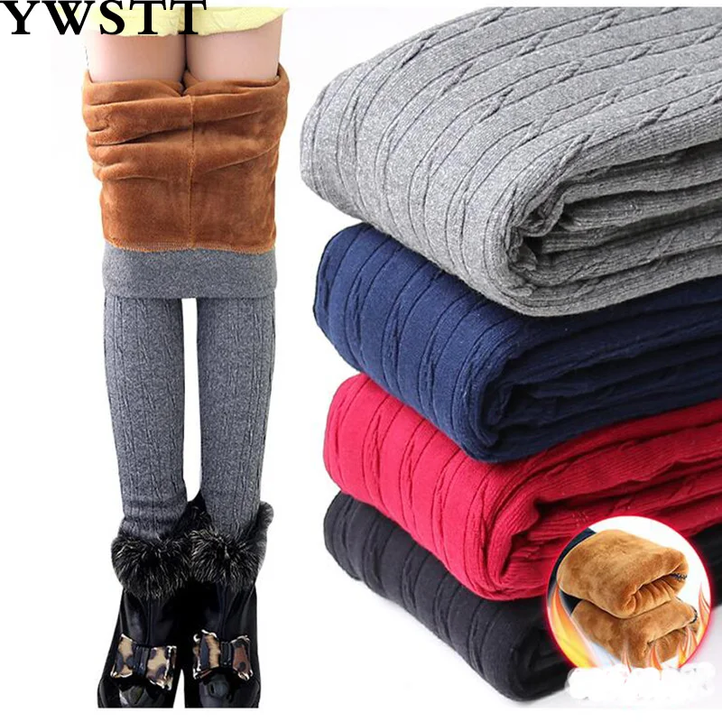 

Girls Plus Velvet Thickening Leggings 2018 New Knit Double Pants Winter children's Warm Boots Pants children's trousers