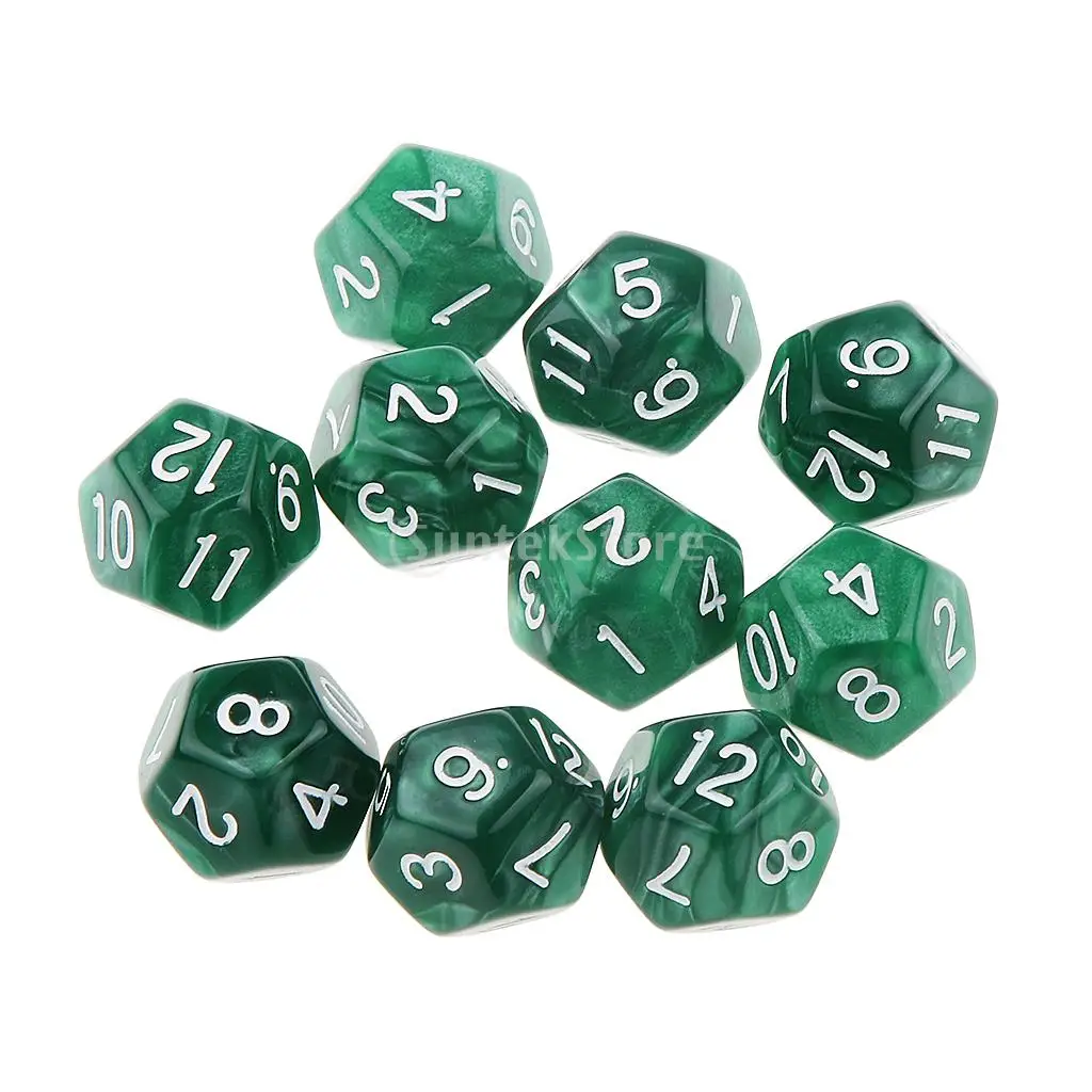 MagiDeal 10 шт многогранные игральные кости D6 D10 D12 игральные кости D& D RPG Вечерние игры Кубики цифровые настольные игры Кубики