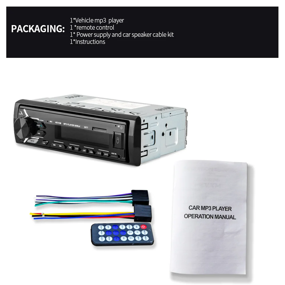 New Autoradio Car Radio stereo 12V Bluetooth Car Stereo In-dash 1 Din FM Aux Input Receiver SD USB MP3 MMC WMA Car Radio Player