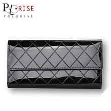 Portefeuille Femme En Cuir PU Hasp Femmes Portefeuilles Sacs À Main De Mode Solide Plaid Longue Sac À Main Porte-Monnaie Sac D’argent Titulaire de la Carte de Crédit sacs