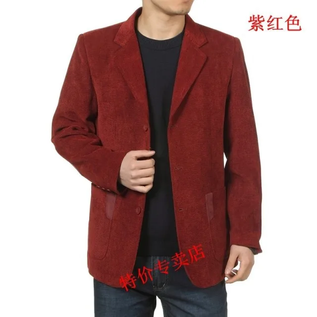 Мужской костюм для отдыха, куртка, весна-осень, вельветовый повседневный костюм, Мужская одежда, мужская верхняя одежда, блейзеры - Цвет: purplish red