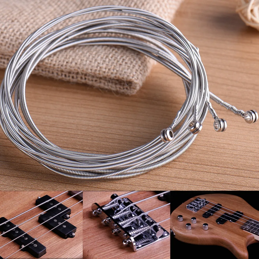 4 Pcs Bass Strings Bass Guitar Parts Accessories Guitar Strings Stainless Steel Silver Plated Gauge Bass Guitar