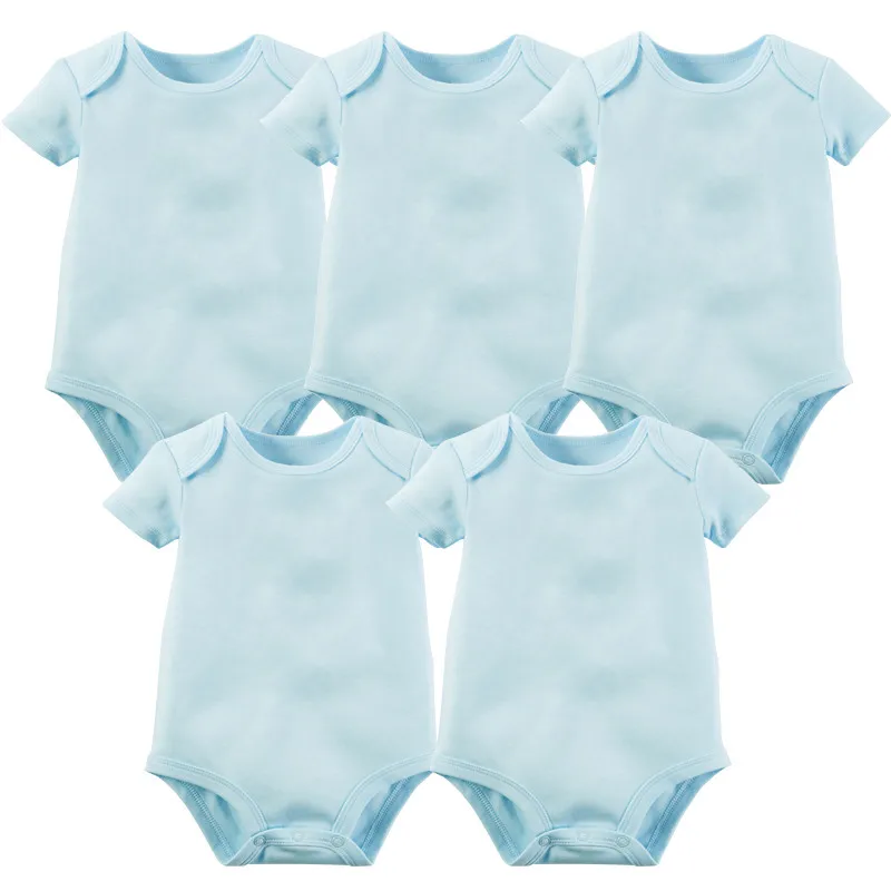 5 шт./лот; Одежда для новорожденных; коллекция года; летняя одежда без рукавов для маленьких мальчиков и девочек; хлопок; белые детские Боди и комбинезоны - Цвет: Sky Blue