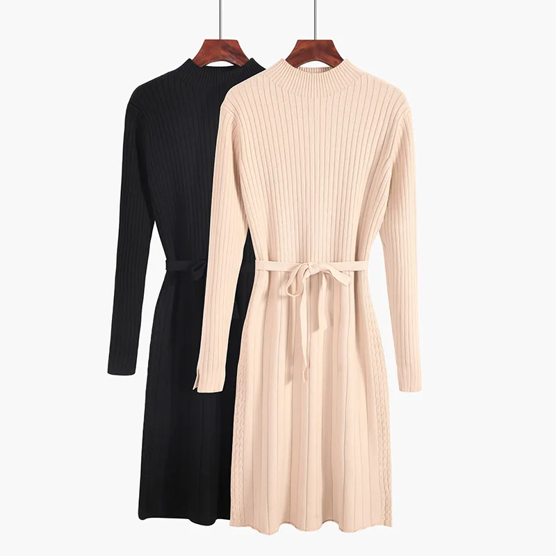 Knit dress new 2018 autumn winter dress temperament commuter half ...