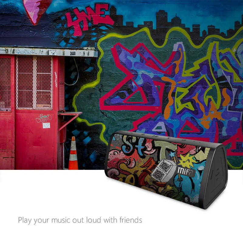 MIFA Black-Graffiti Bluetooth Speaker IPX5 Waterproof Bluetooth 4.2 Wireless Speaker Micro SD Built-in Mic Stereo Sound TWS