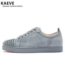 Kaeve 2018 Spring Men Grey Suede Shoes Rivet Flat Low Top Spike Sneakers Lace-up Men Runway Chaussures Hommes Plus Size39-47 Kaeve 2018 Spring Men Grey Suede Shoes Rivet Flat Low Top Spike Sneakers Lace-up Men Runway Chaussures Hommes Plus Size39-47
