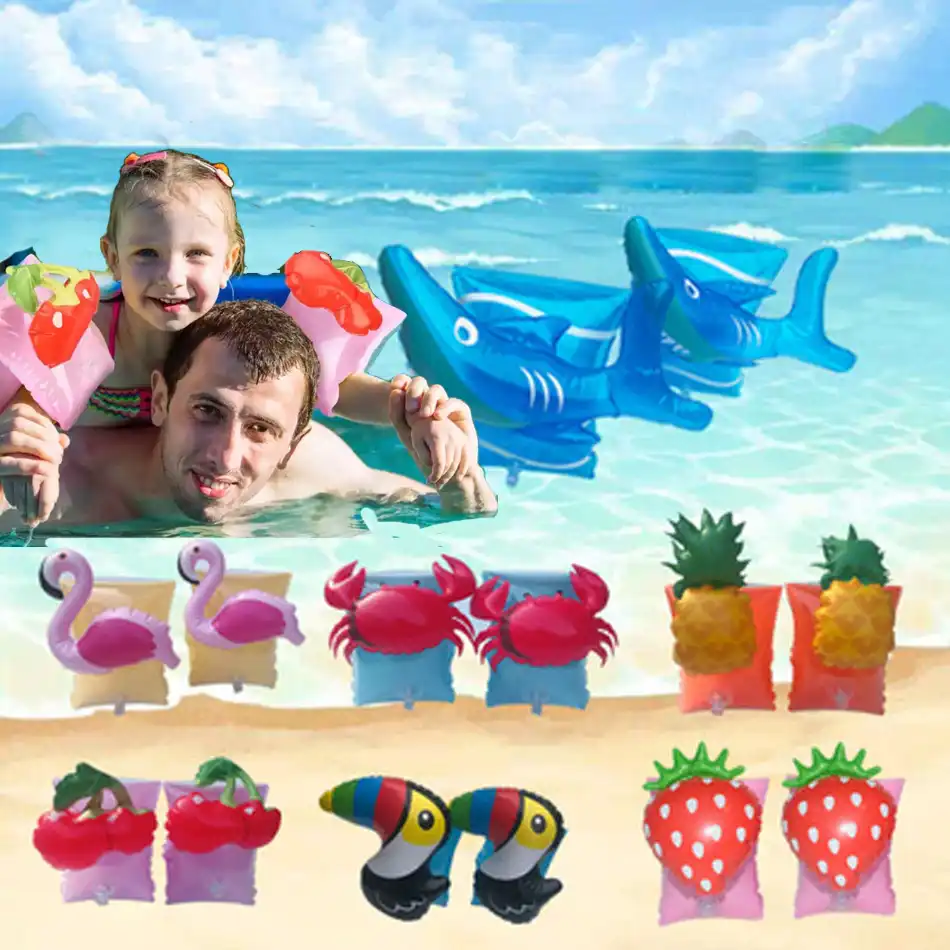 2 Uds Manguitos Flotantes De Pvc Inflables De Dibujos Animados Para Nadar Para Ninos Circulo De Natacion Doble Globo Boya De Seguridad Para Entrenamiento En Natacion Flotadores De Piscina Aliexpress