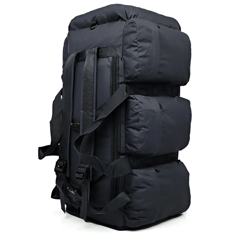 90L Большой Вместительный военный тактический рюкзак, походный рюкзак для путешествий, походный водонепроницаемый Камуфляжный багажный мешок, мужская дорожная сумка - Цвет: Черный