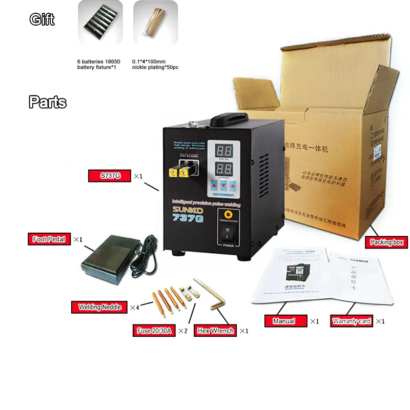 SUNKKO 737 г точечный сварочный аппарат 18650 кВт Светодиодный светильник Точечный сварочный аппарат для аккумуляторной батареи прецизионные импульсные точечные сварочные аппараты