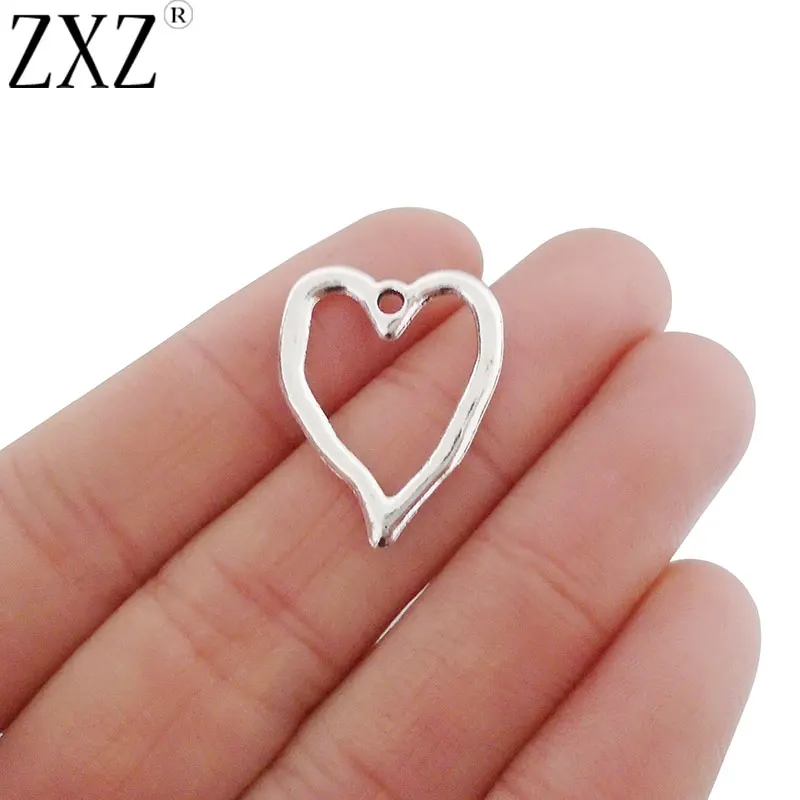 

ZXZ 20pcs Antique Silver Tone Hollow Open Heart Charms Pendants Beads for Jewelry Making Findings 24x19mm