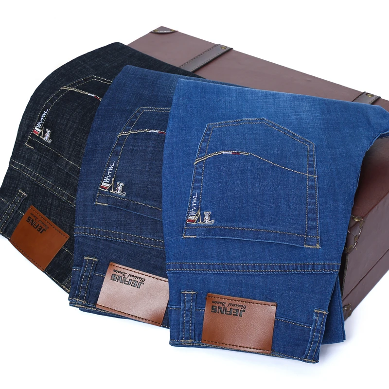 2019 New Summer Jeans Men's Light blue Business Casual Solid color Denim Shorts Slim Fit Straight Elastic Jeans Shorts