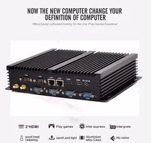 Fanless industrial computer Win10 Core i7 5550U 2*Intel Gigabit Lans 6*RS232 8*USB Micro Computer Linux 3G Wifi 2*HDMI