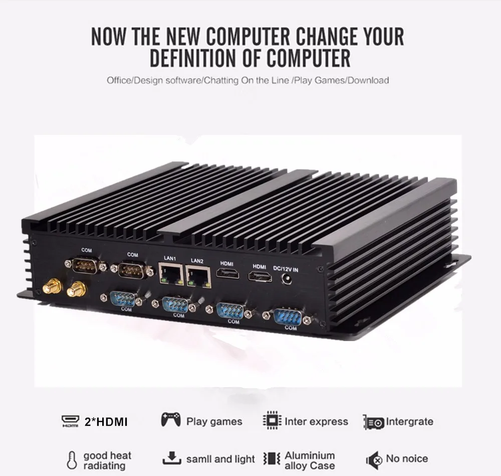 Безвентиляторный промышленный компьютер Win10 Core i7 5500U 2 * Intel Gigabit Lans 6 RS232 8 USB Micro Linux 3G