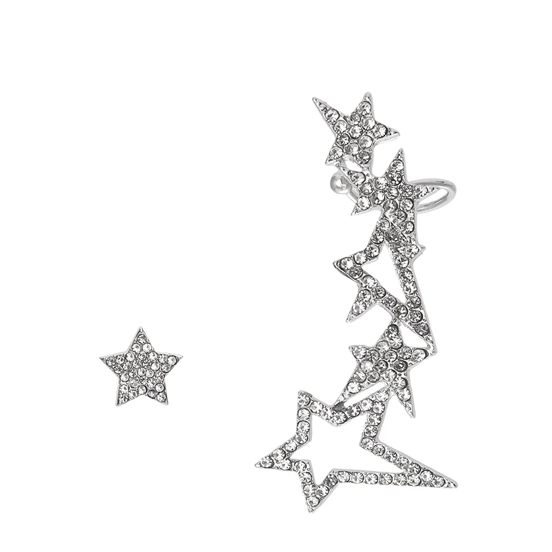 Корейский Блестящий кристалл серьги-гвоздики со звёздочками, асимметрия стразы звезда Для женщин, серьги со шпилькой, для Для женщин, ювелирное изделие для девочек подарок Brincos, можно носить с 6A1004