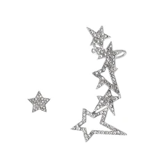 Корейский Блестящий кристалл серьги-гвоздики со звёздочками, асимметрия стразы звезда Для женщин, серьги со шпилькой, для Для женщин, ювелирное изделие для девочек подарок Brincos, можно носить с 6A1004