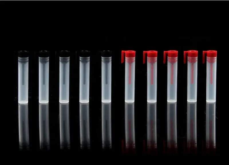 100 шт./лот, 2 мл, прозрачный парфюмерный флакон, многоразовая пластиковая пробка, бутылка для жидкого образца, пробная бутылка с черной, красная пипетка