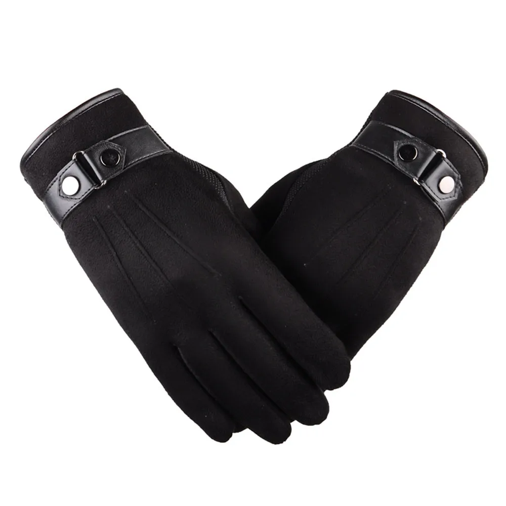 Новые мужские зимние теплые перчатки Ретро утолщенные из искусственной кожи мотоциклетные лыжные Зимние перчатки для сноуборда Guantes Luvas De Inverno 1 - Цвет: Черный