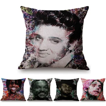 

Celebrities Elvis Presley Will Smith Decorative Cushion Cover Linen Cotton Waist Pillow Case Sofa Chair Decorative