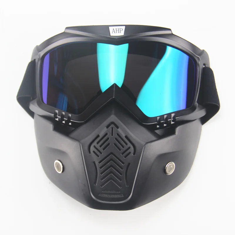 Очки для мотокросса, маска от пыли для лица со съемными мотоциклами и фильтром для рта, винтажные шлемы для открытого лица