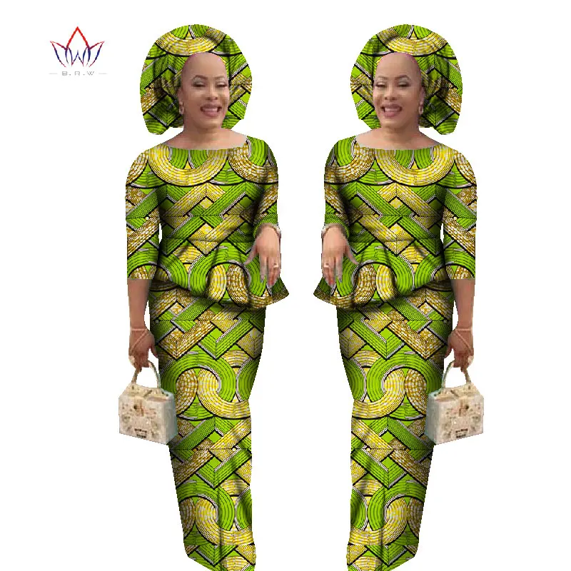Костюм в африканском стиле для женщин юбка и укороченный топ Дашики традиционная африканская одежда комплект из 2 предметов для женщин с головным убором WY1078