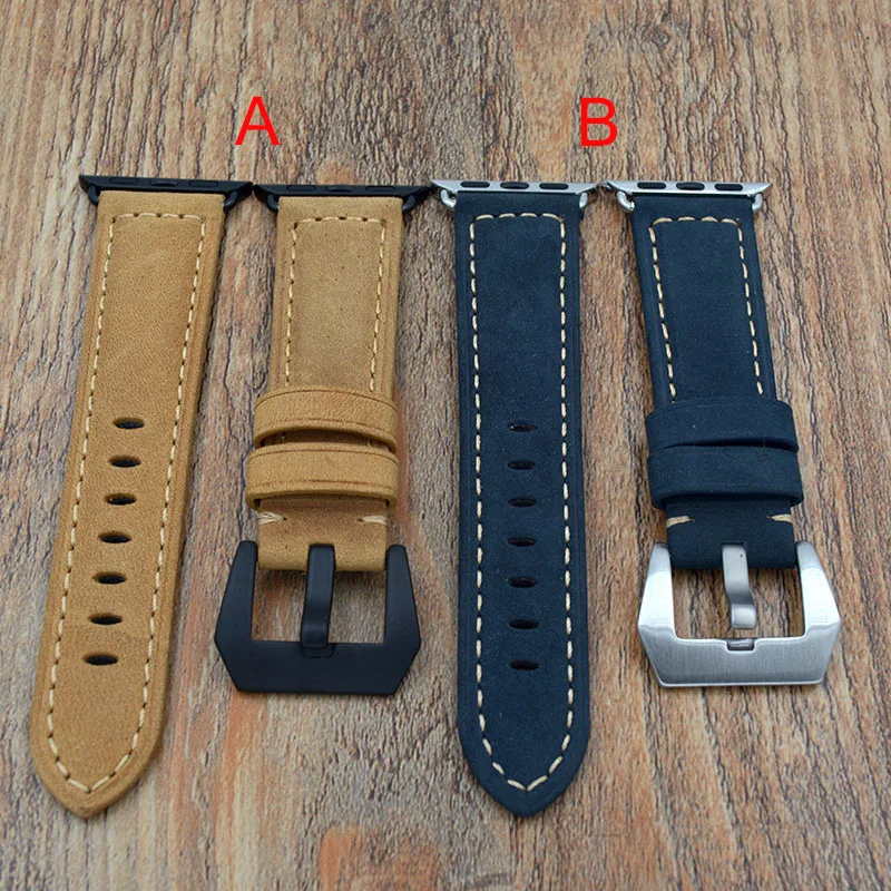Ремешок кожаный для IWATCH Apple 38 мм 42 желтый синий браслет наручных часов|watch band